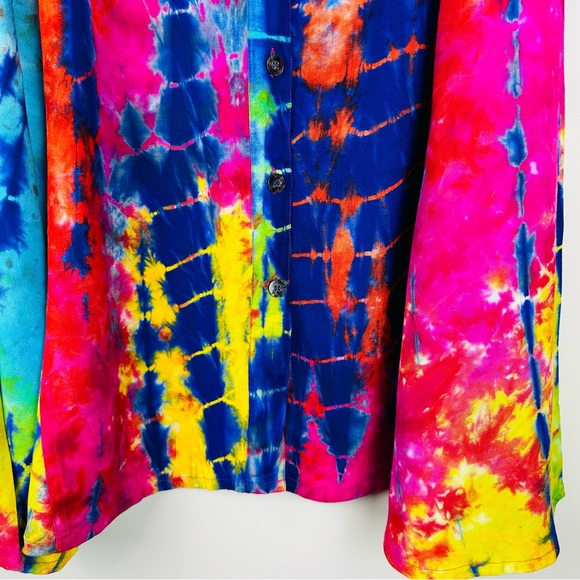 Multi Tie Dye Long Skirt, Boho Maxi Skirts Elastic Waist Women Large India.C182 - Picture 3 of 11